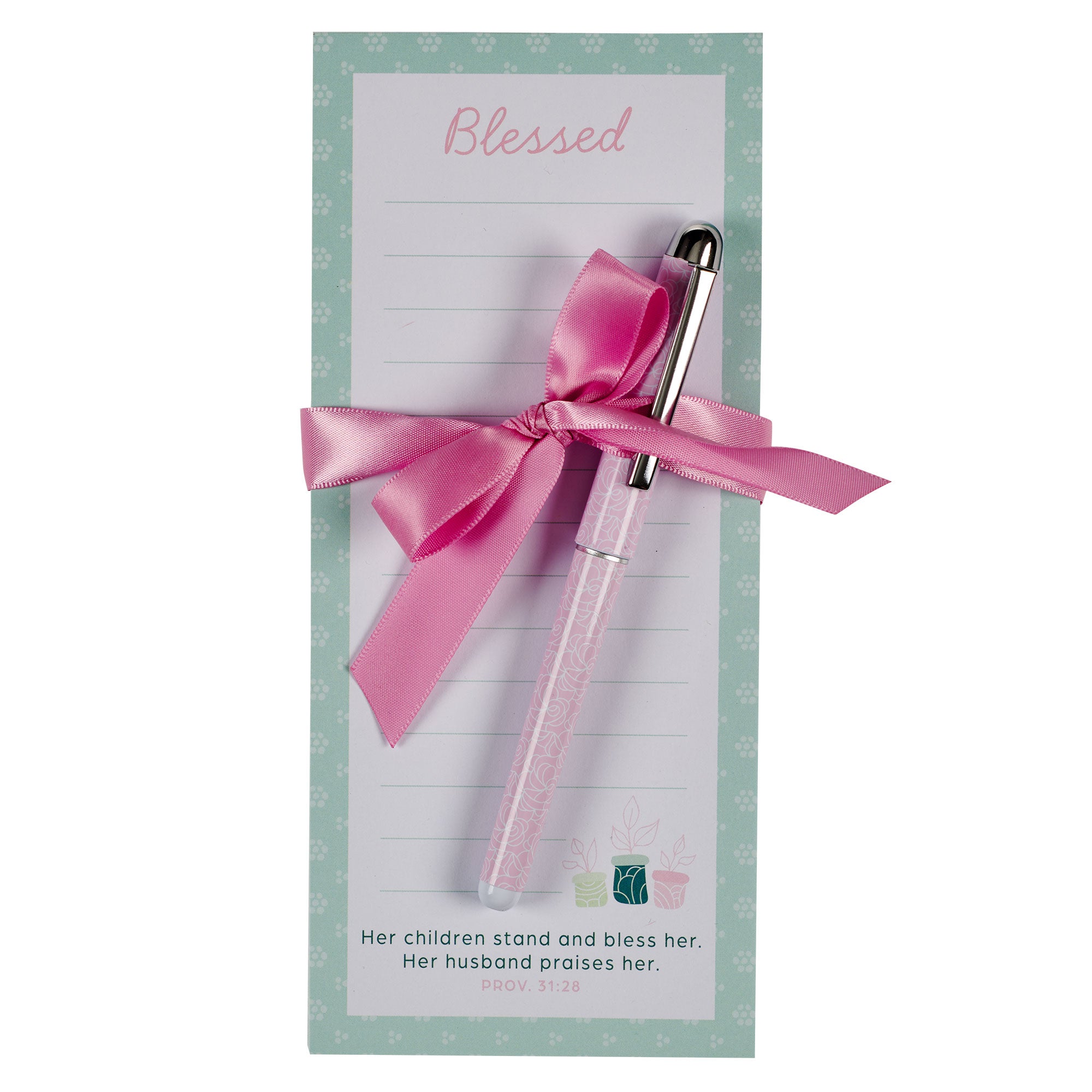 Magnetic Notepad: Shopping List with pen, Blessed, Prov. 31:28, Love You Mom (Blue Chair Blessing)