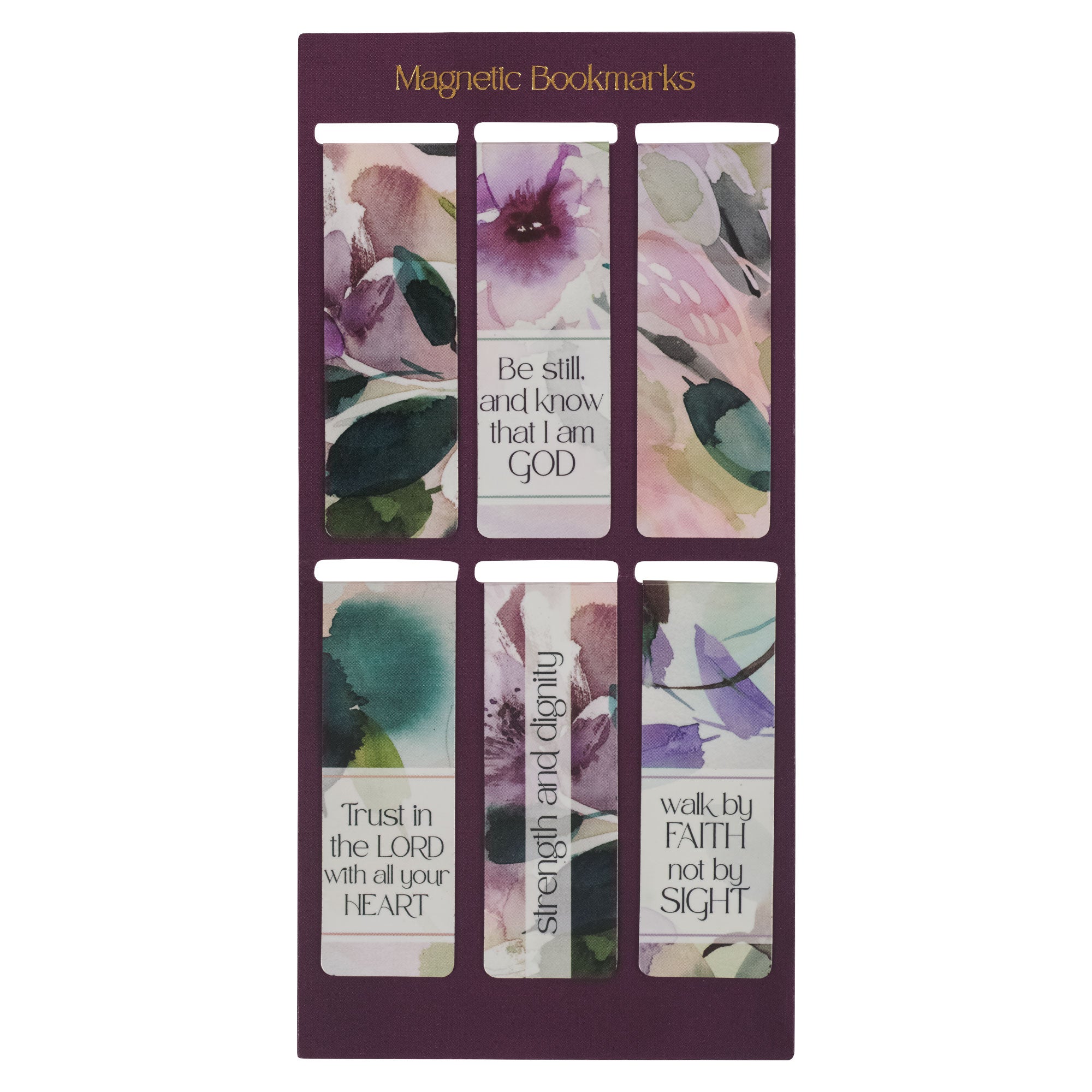 Magnetic Bookmark Set: Trust in the Lord, Prov. 3:5, Purple bloom Like the Flowers