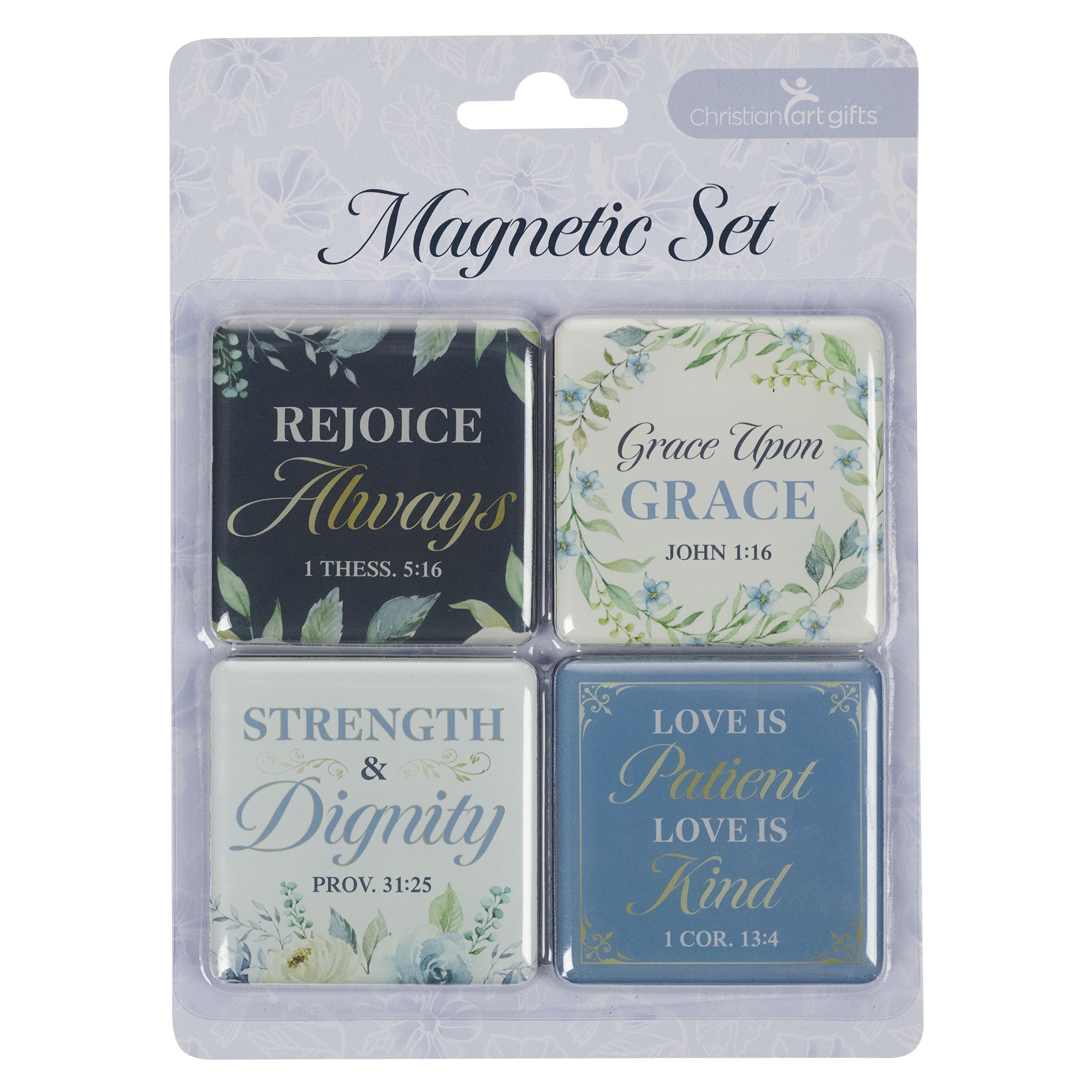 Magnet Set: Rejoice Always 1 Thess. 5:16, Strength and Dignity Indigo Rose