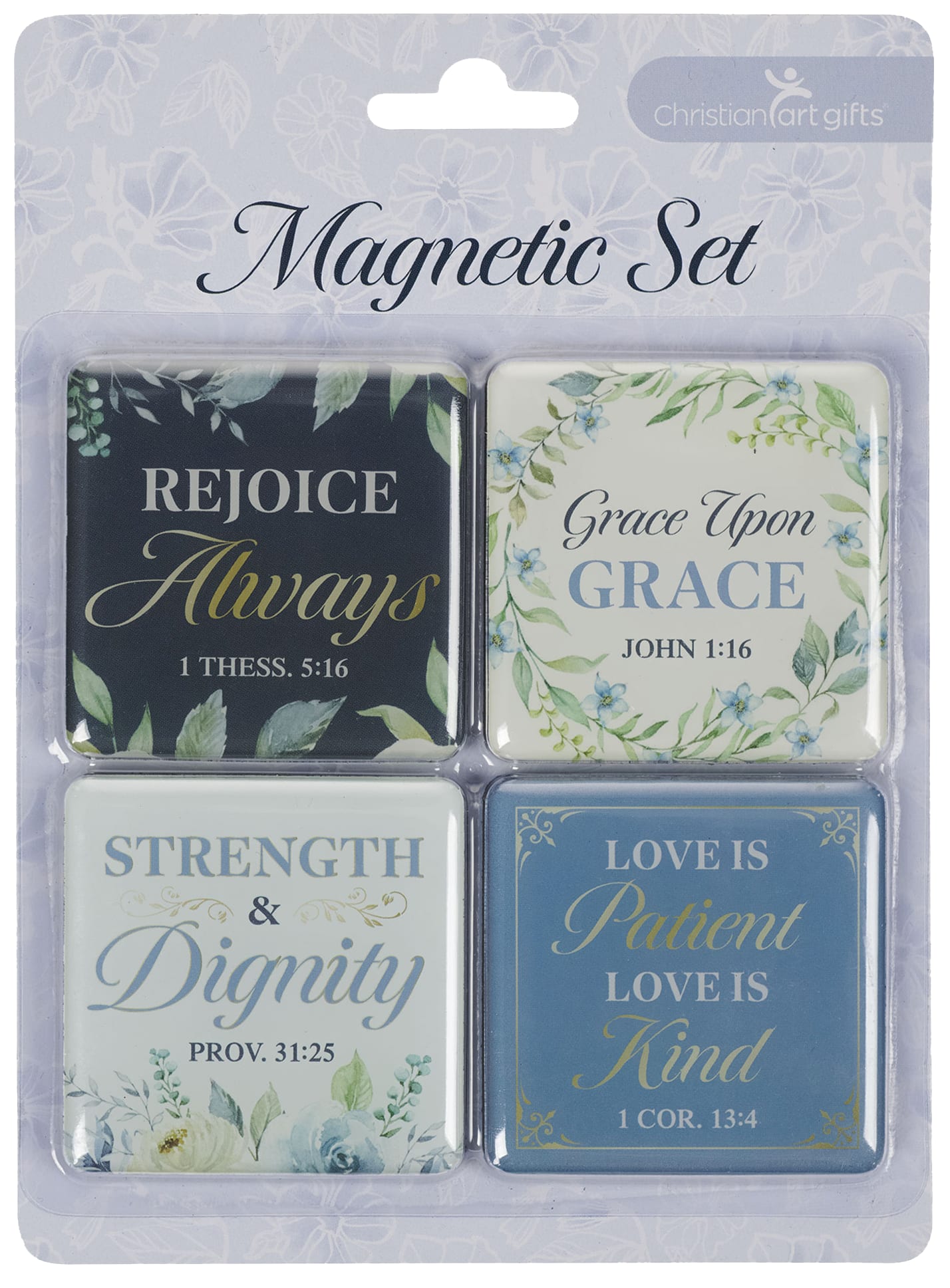 Magnet Set: Rejoice Always 1 Thess. 5:16, Strength and Dignity Indigo Rose