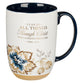 Ceramic Mug: All Things,  Phil. 4:13, Trust Honey-brown and Navy Floral