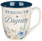 Ceramic Mug: Strength & Dignity Prov. 31:25, Indigo Rose