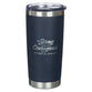 Stainless Steel Tumbler: Be Strong and Courageous, Josh. 1:9, Butterscotch and Navy