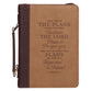 Bible Cover Large: Classic, Plans, Jer. 29:11, Two-tone Brown