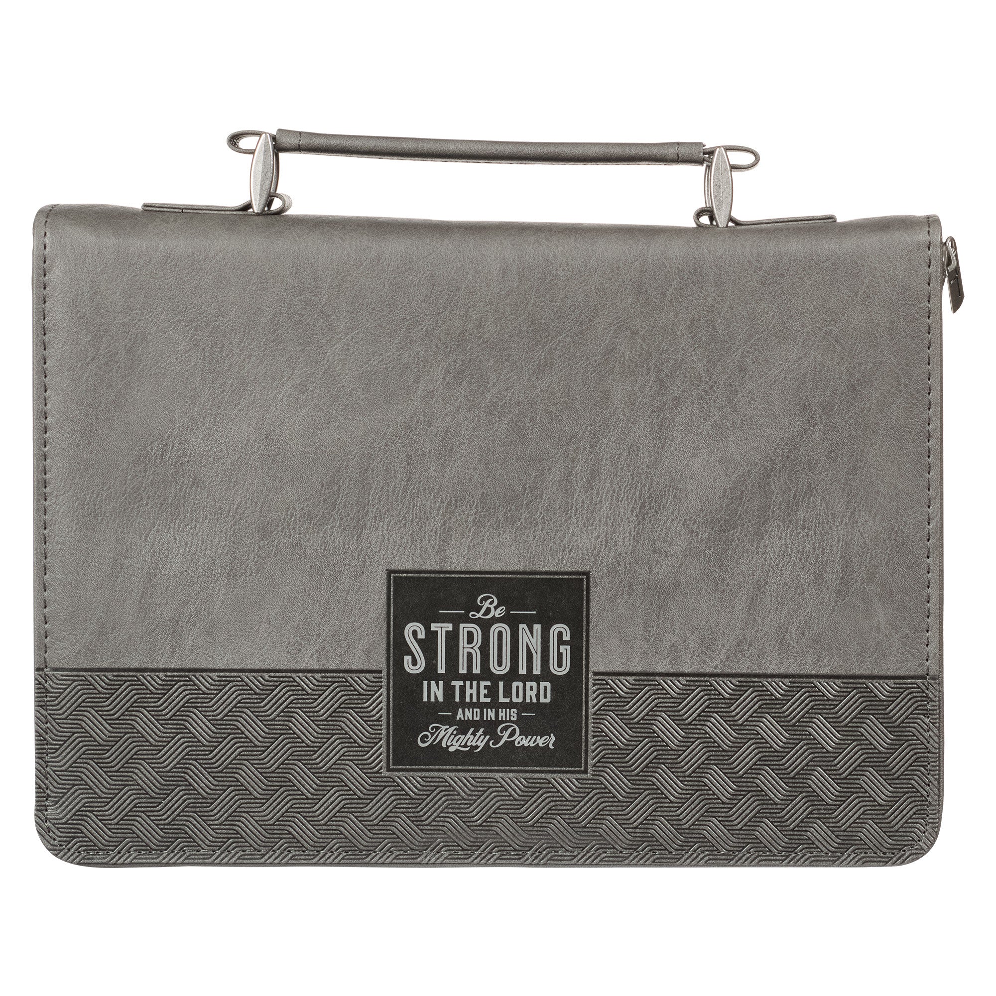 Bible Cover Medium: Classic, Be Strong, Josh. 1:9, Gray