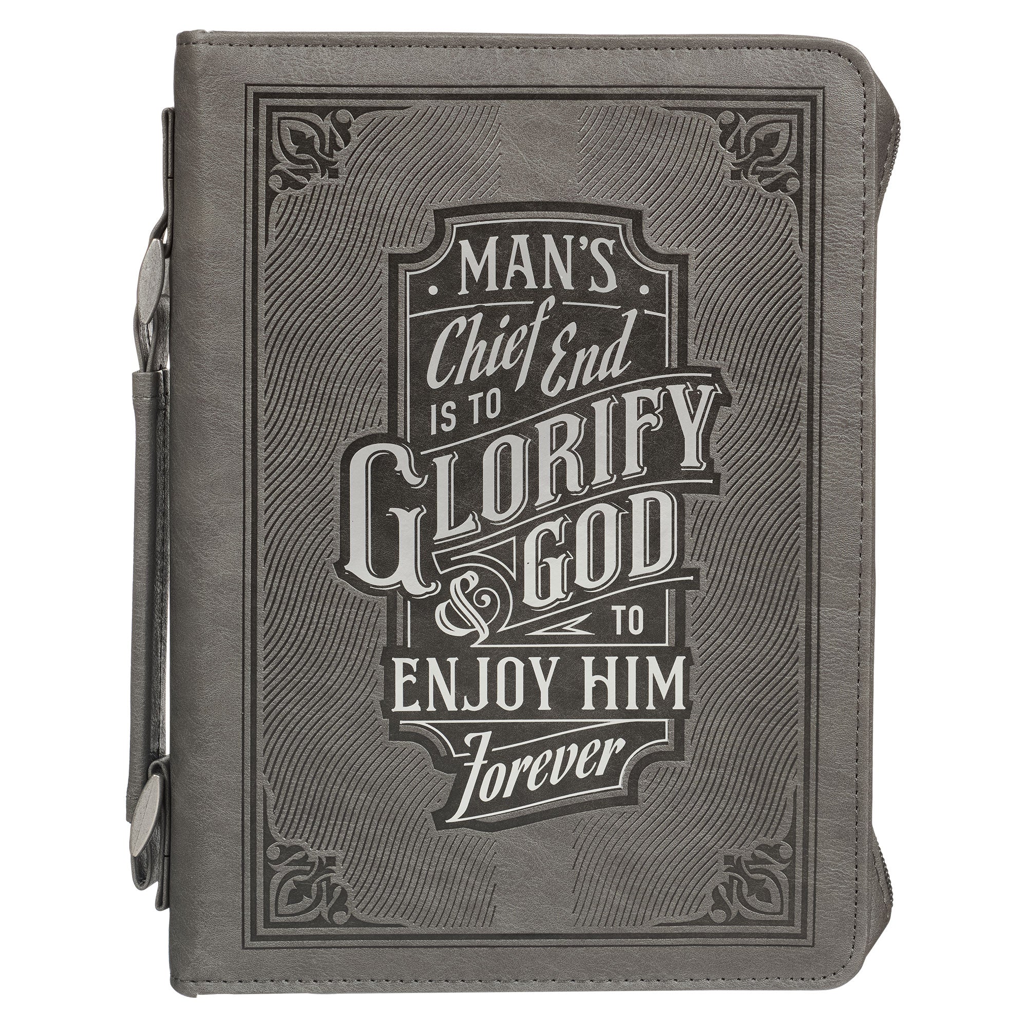 Bible Cover Medium: Classic, Glorify God, Gray