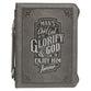 Bible Cover Medium: Classic, Glorify God, Gray