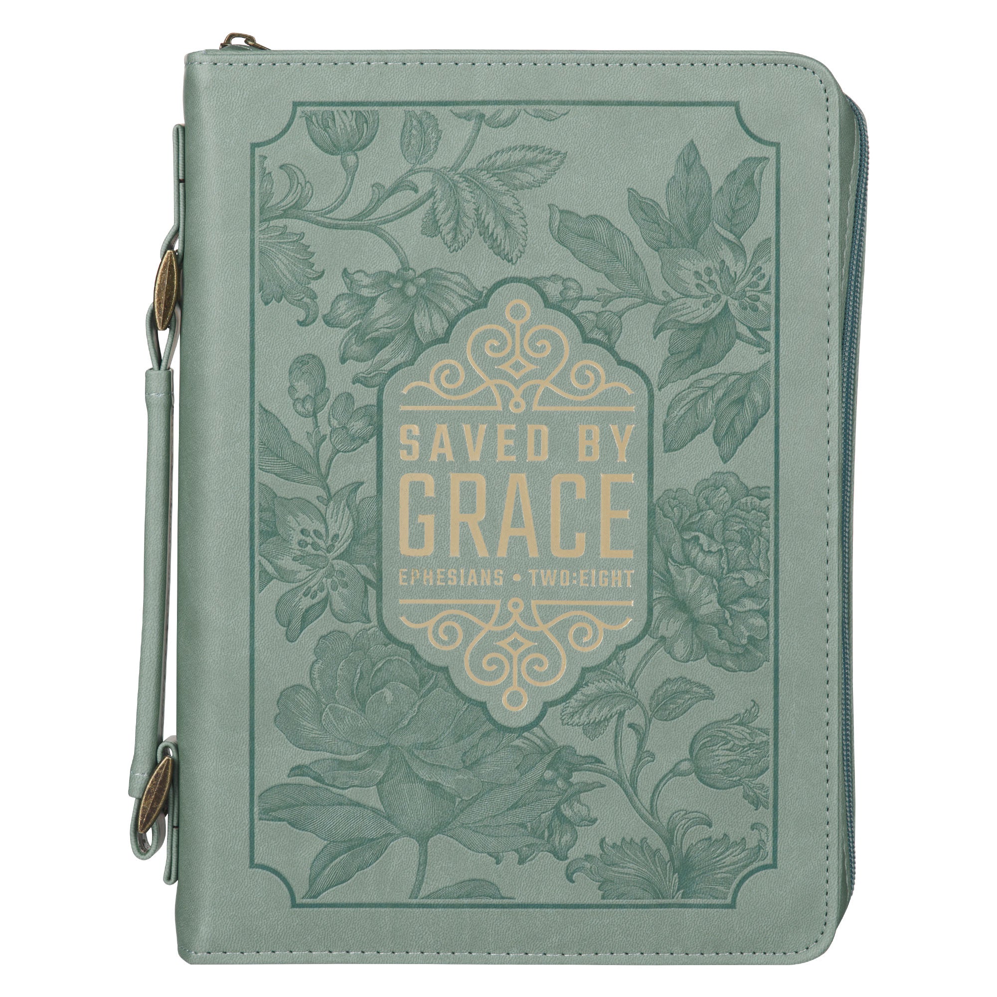 Bible Cover Large: Saved by Grace, Eph. 2:8, Teal