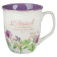 Ceramic Mug: Blessed, Jer. 17:7, New Mercies Purple Meadow