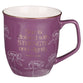 Ceramic Mug: Strength & Dignity Prov. 31:25, Purple Bloom Like the Flowers