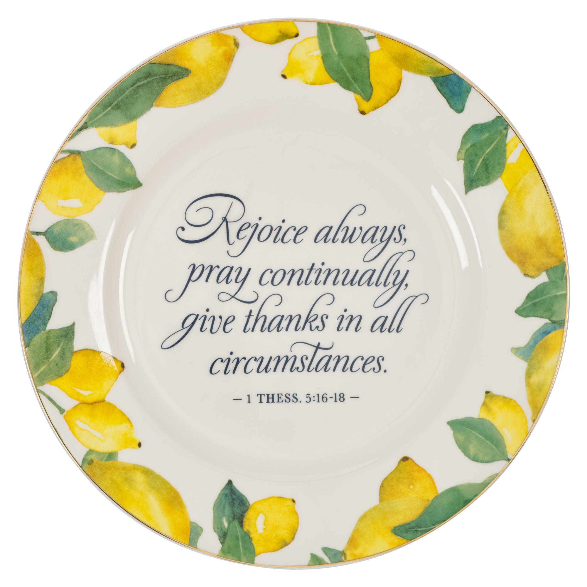 Ceramic Plate: Rejoice Always, Thess. 5:16-18, Sweet Summertime Lemons