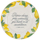 Ceramic Plate: Rejoice Always, Thess. 5:16-18, Sweet Summertime Lemons