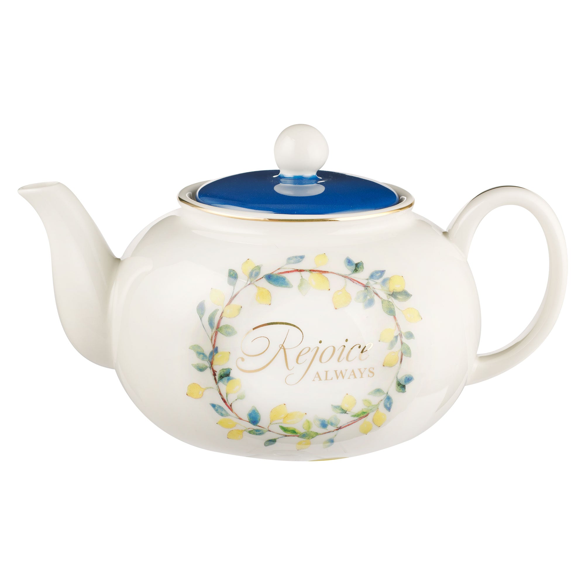 Ceramic Teapot: Rejoice Always, 1 Thess. 5:16, Sweet Summertime Lemons