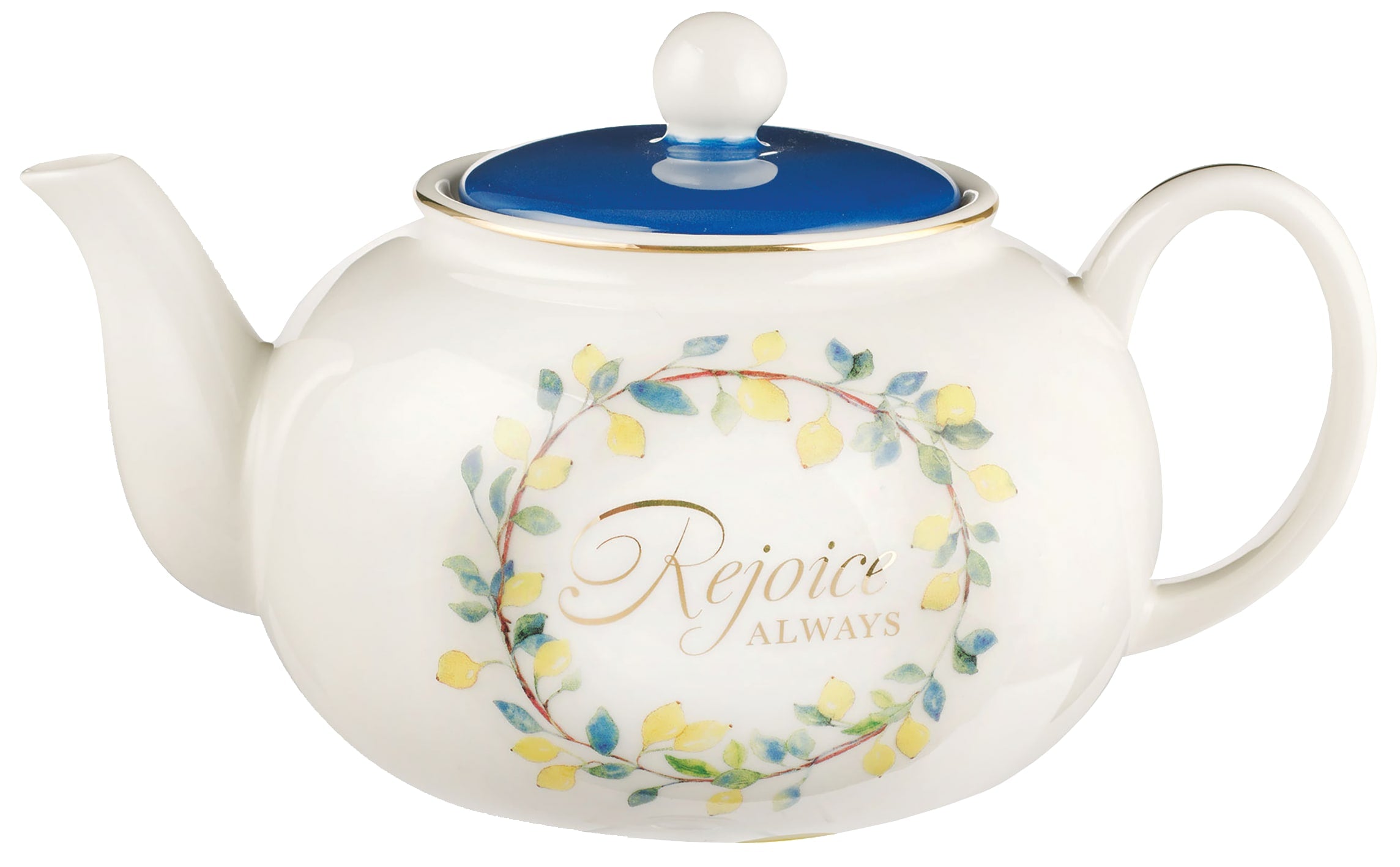 Ceramic Teapot: Rejoice Always, 1 Thess. 5:16, Sweet Summertime Lemons
