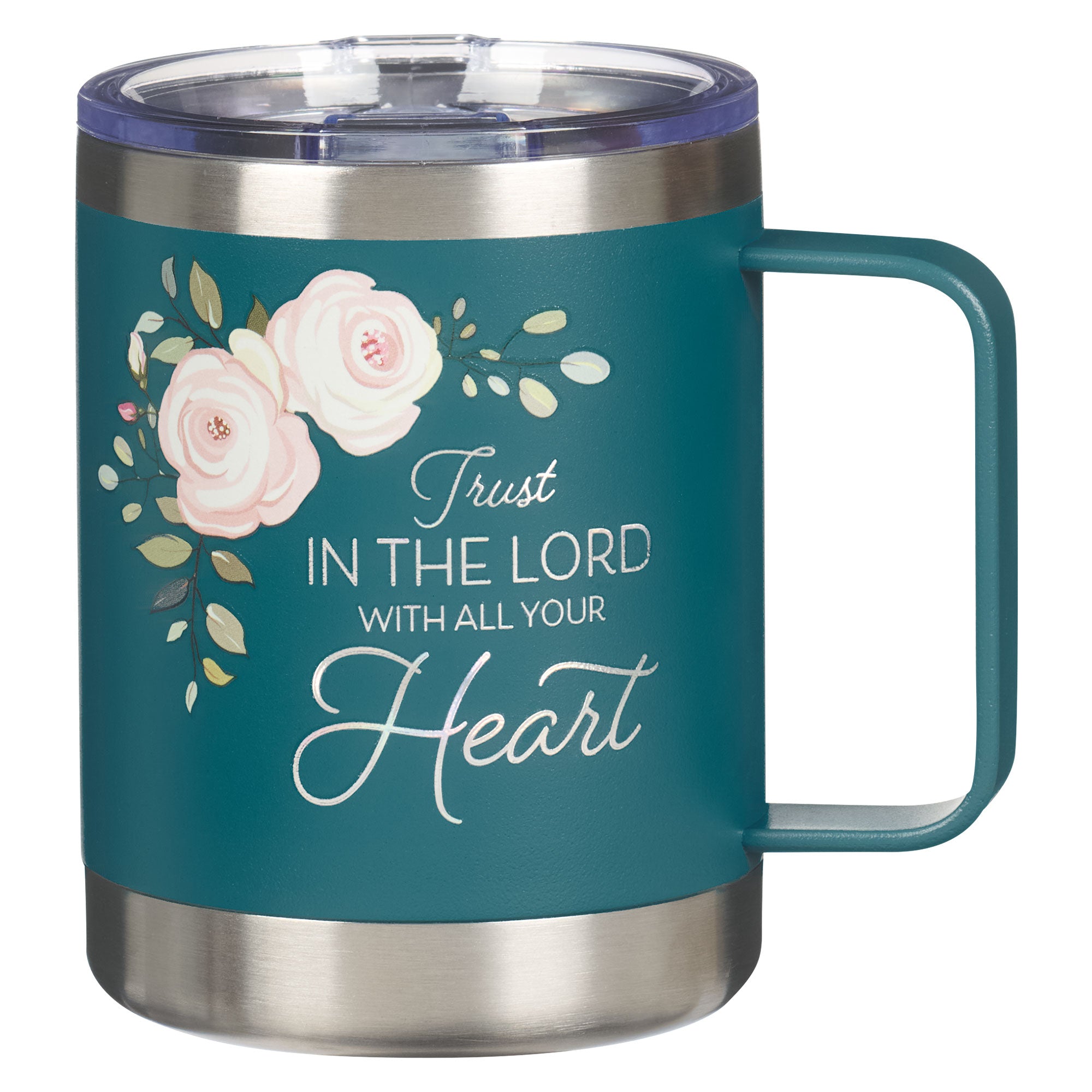 Camp Style Stainless Steel Mug: Trust in the Lord, Prov. 3:5, Teal