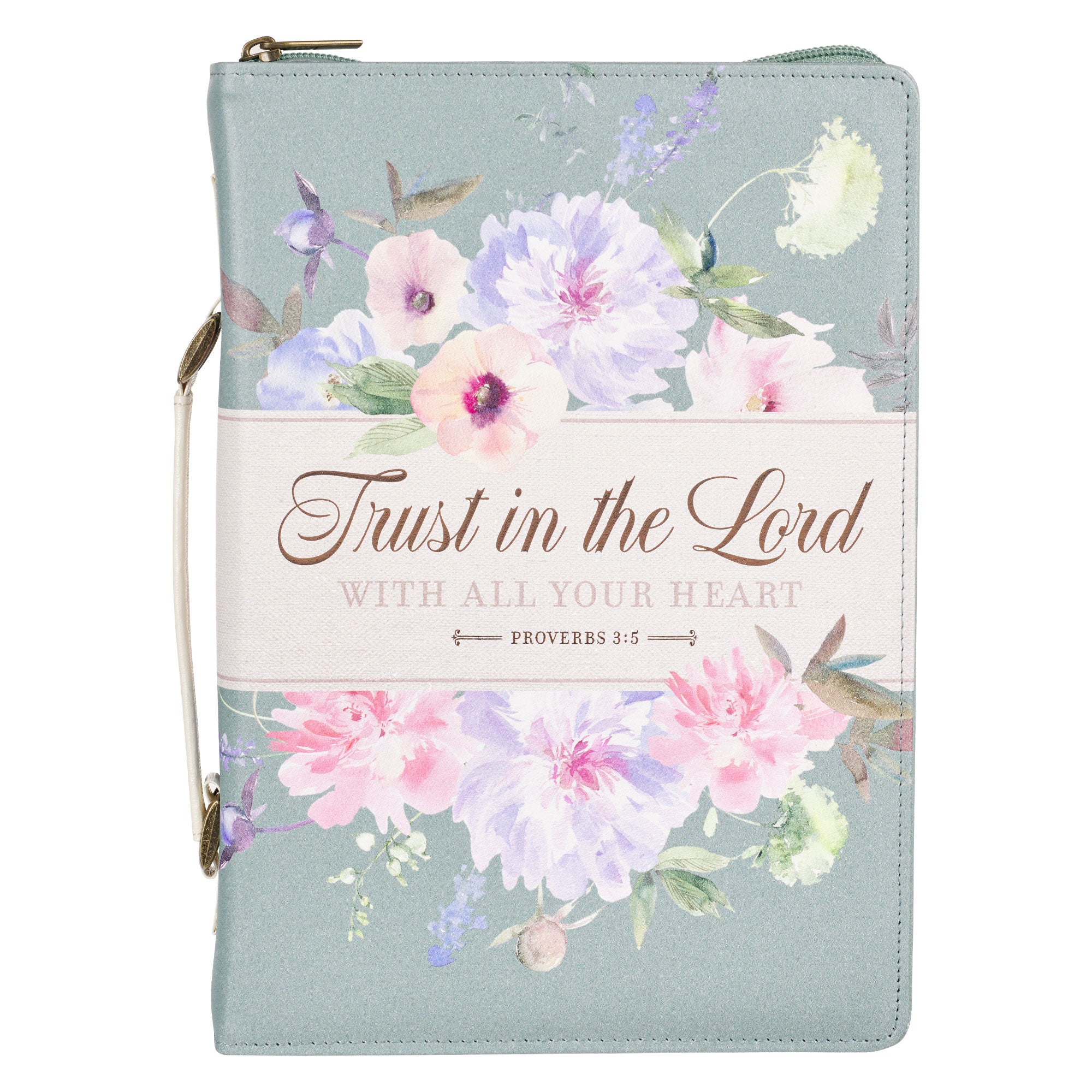 Bible Cover Large: Trust, Prov. 3:5, Teal