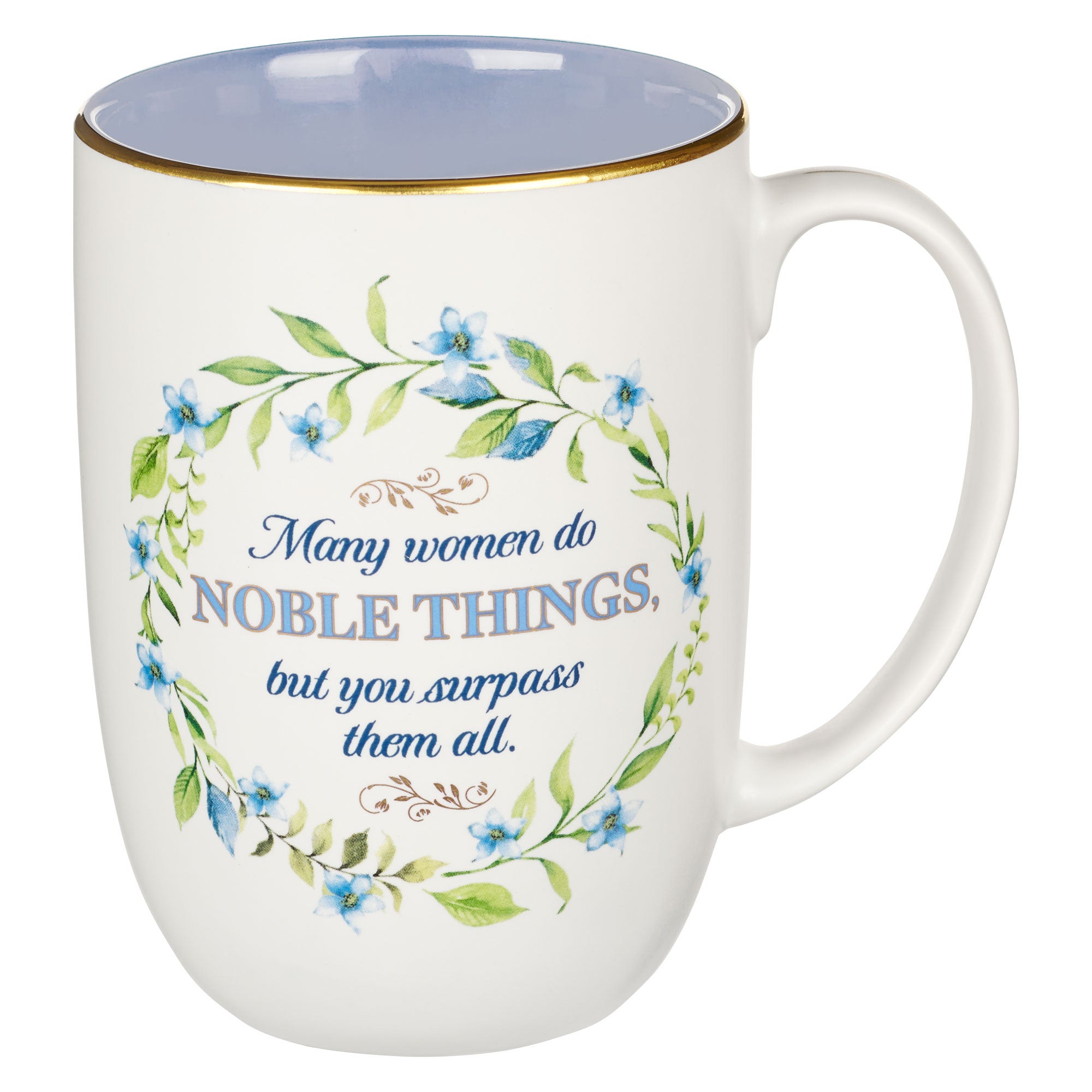 Ceramic Mug: Noble Things, Prov. 31:29, Blue
