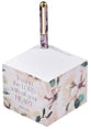 Note Block with Pen: Trust in the Lord, Prov. 3:5, Purple Bloom Like the Flowers