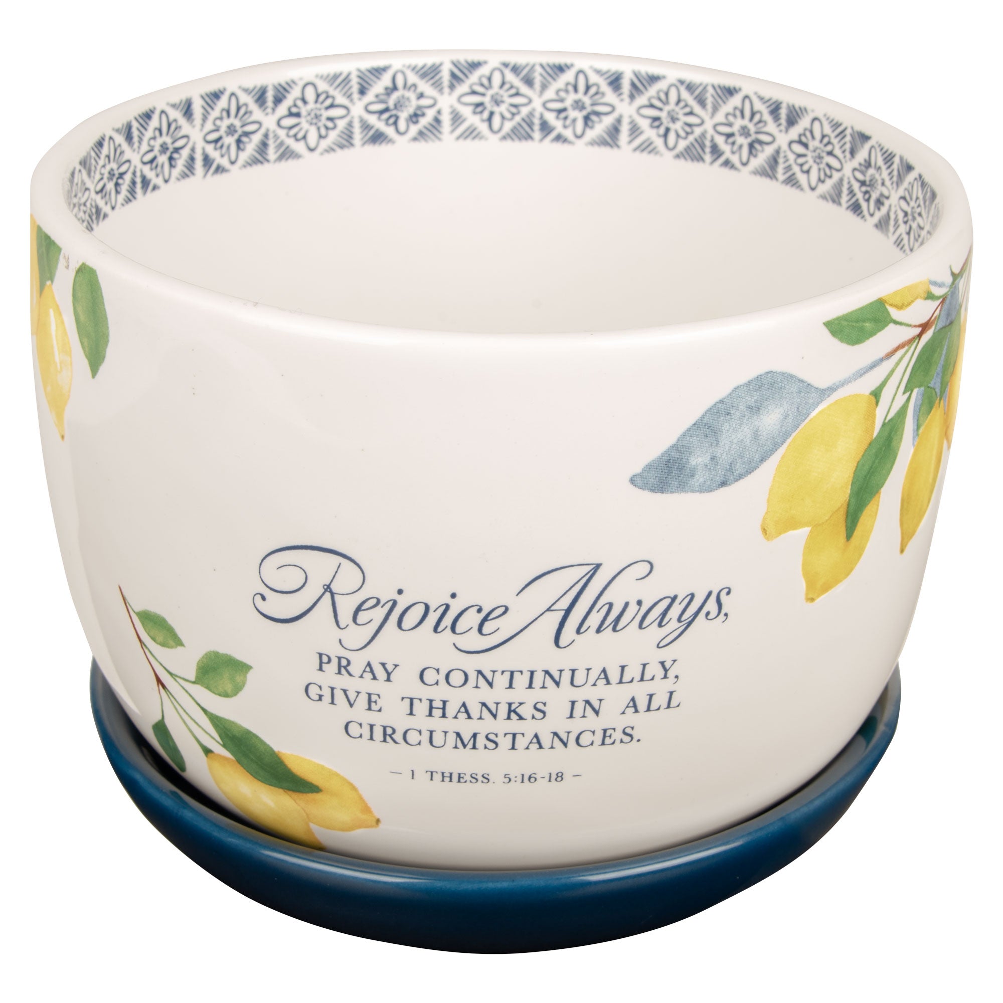 Ceramic Planter: Rejoice Always 1 Thess. 5:16-18, Sweet Summertime Lemons