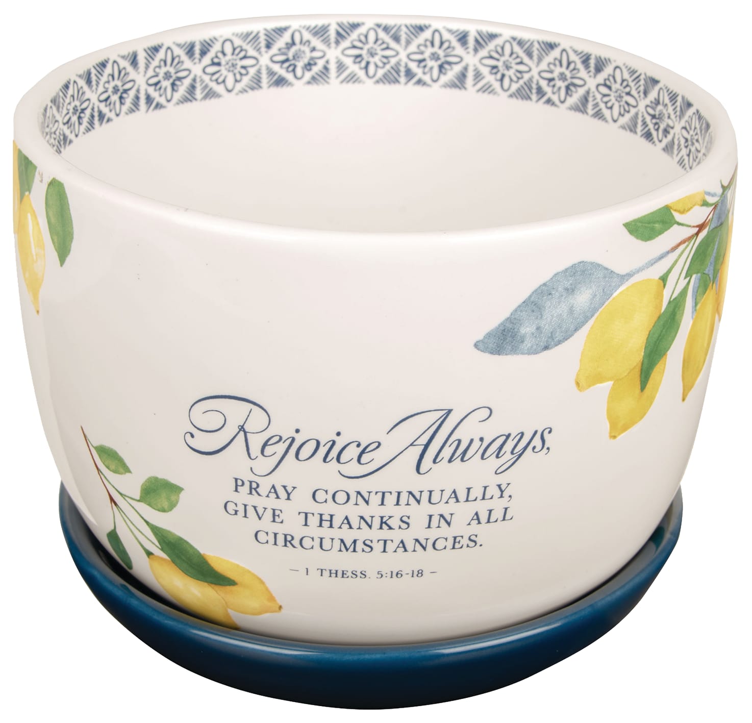 Ceramic Planter: Rejoice Always 1 Thess. 5:16-18, Sweet Summertime Lemons