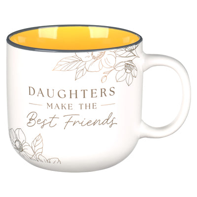 Ceramic Mug: Daughters Make Best Friends Prov. 3:15, Yellow, Comes in a Corrugated Box