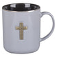 Ceramic Mug: Metal Cross 1 Peter 2:24, Gray, Comes in a Corrugated Box