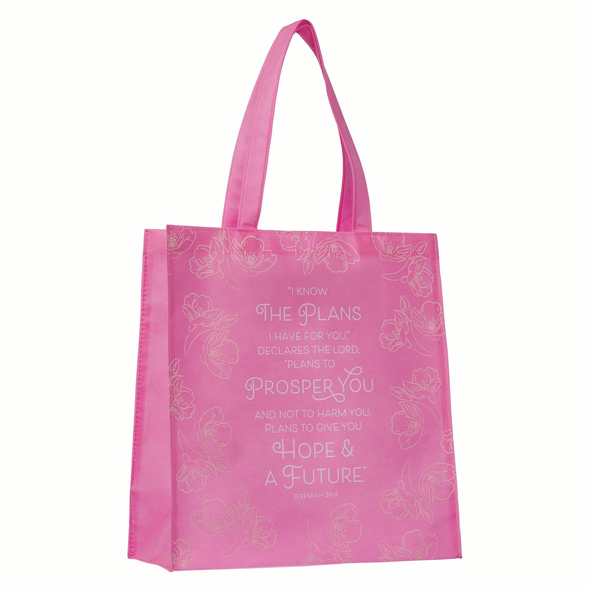 Reusable Tote Bag: I Know the Plans Jer. 29:11, Pink