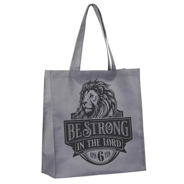 Reusable Tote Bag: Be Strong Eph. 6:10, Gray