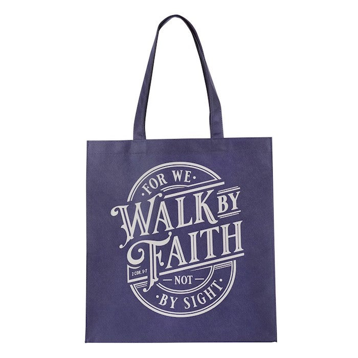 Reusable Tote Bag: Walk by Faith 2 Cor. 5:7, Navy