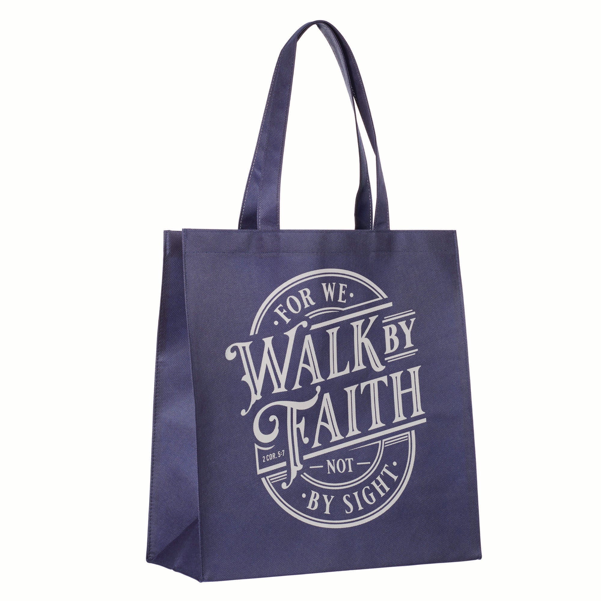 Reusable Tote Bag: Walk by Faith 2 Cor. 5:7, Navy