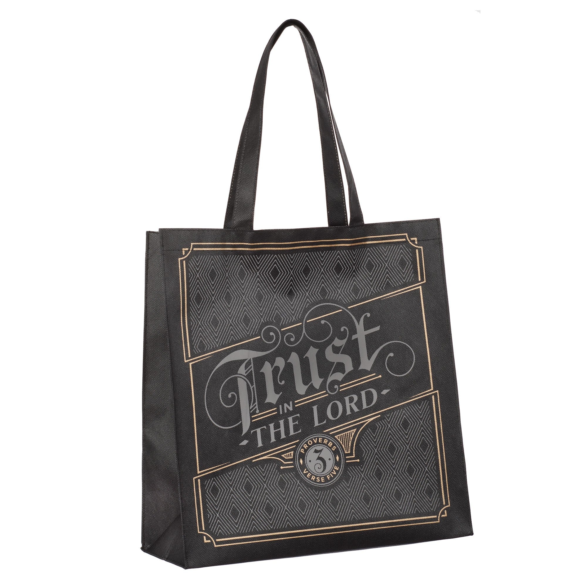 Reusable Tote Bag: Trust in the Lord Prov. 3:5, Black