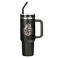 Tumbler with Straw Stainless Steel: Black Eph. 6:10, Comes in a Corrugated Box