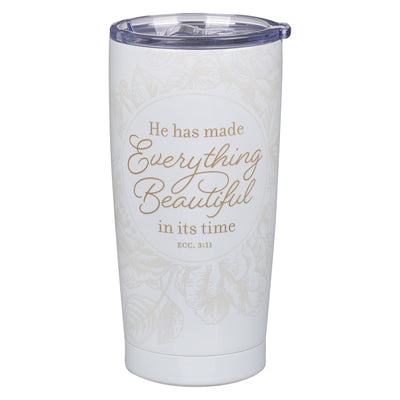 Tumbler Stainless Steel: Everything Beautiful Ecc. 3:11, Ivory, Comes in a Corrugated Box