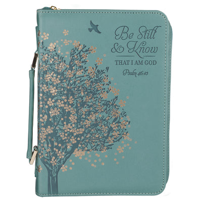 Bible Cover Large: Fashion Teal Be Still Ps. 46:10