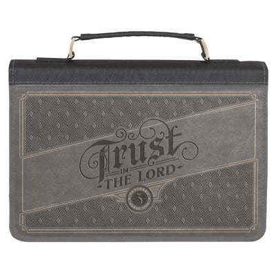 Bible Cover Large: Gray/Black Trust in the Lord Prov. 3:5