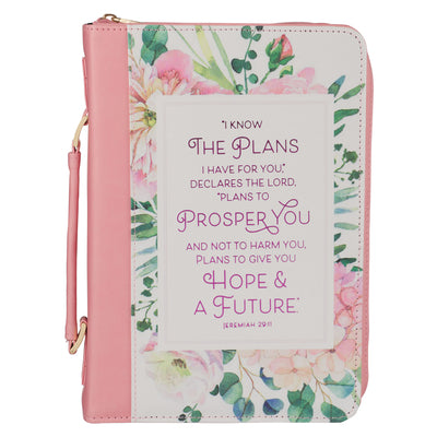 Bible Cover Medium: Fashion Pink Floral I Know the Plans Jer. 29:11