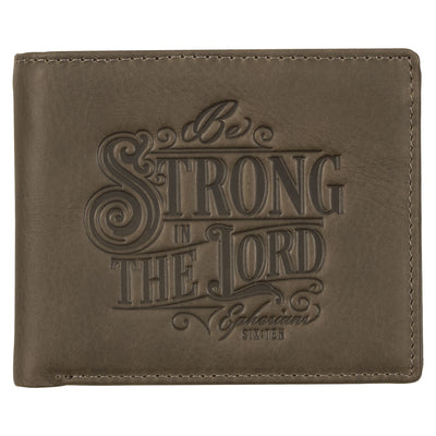 Wallet Leather: Strong in the Lord Eph. 6:10, Gray, Comes in a Corrugated Box