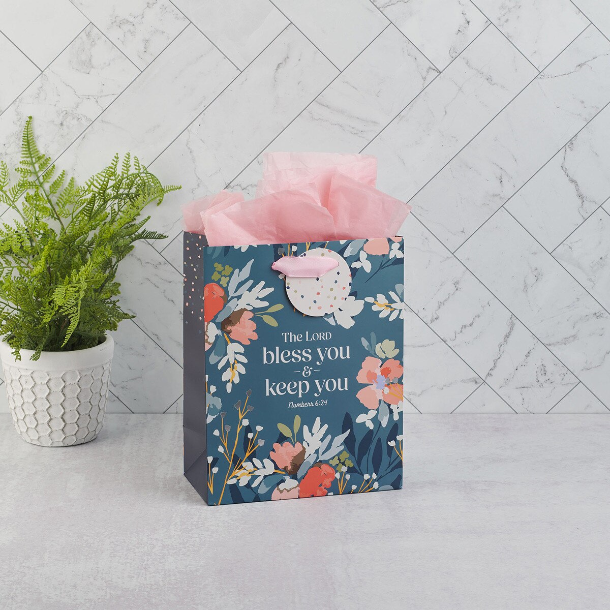Gift Bag Medium: The Lord Bless You and Keep You (Numbers 6:24) Teal (Teacher Appreciation Collection)