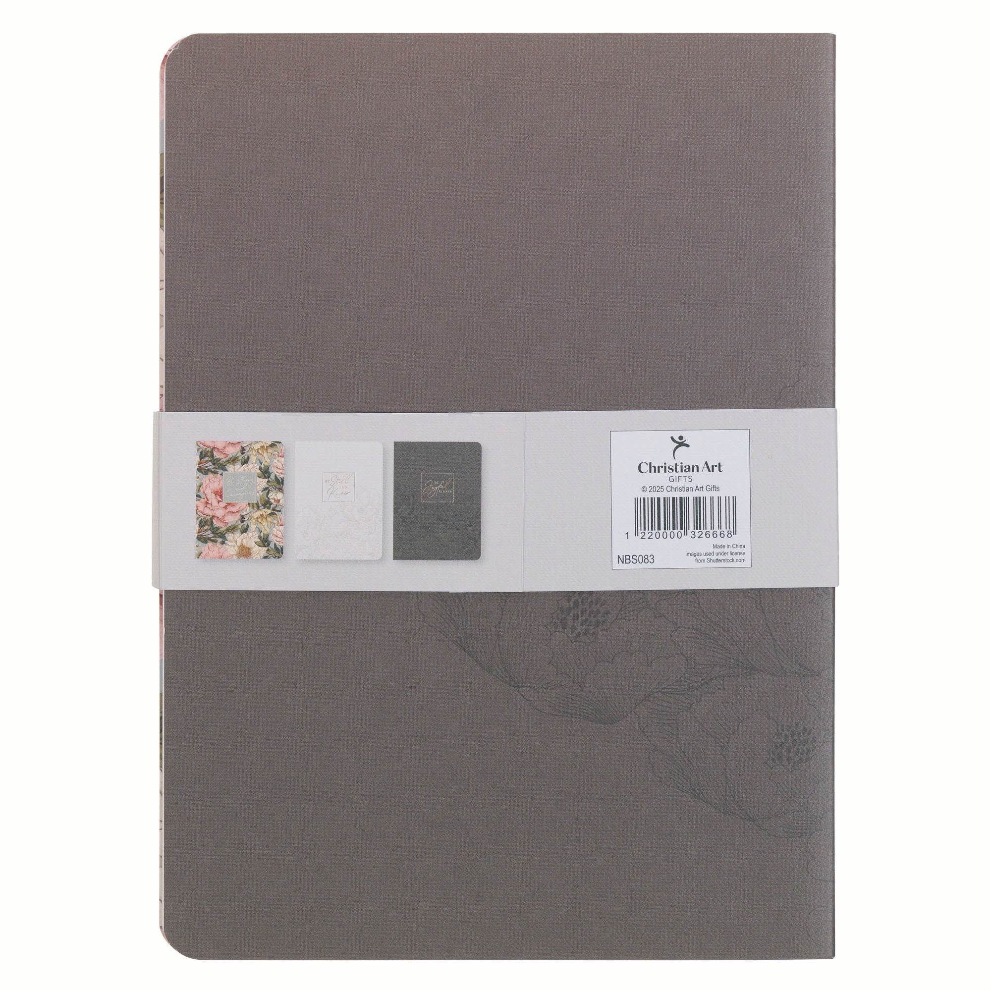 Notebook, Large (Set of 3): Strong & Courageous Floral Josh 1:9