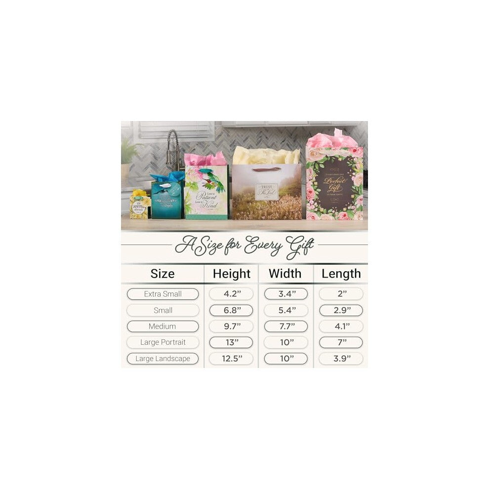 Gift Bag Large: Be Still (Ps. 46:10) Floral (Peaceful Peach Blossom Collection)