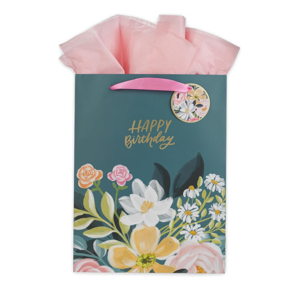 Gift Bag Large: Happy Birthday, Teal (Ally Collection)