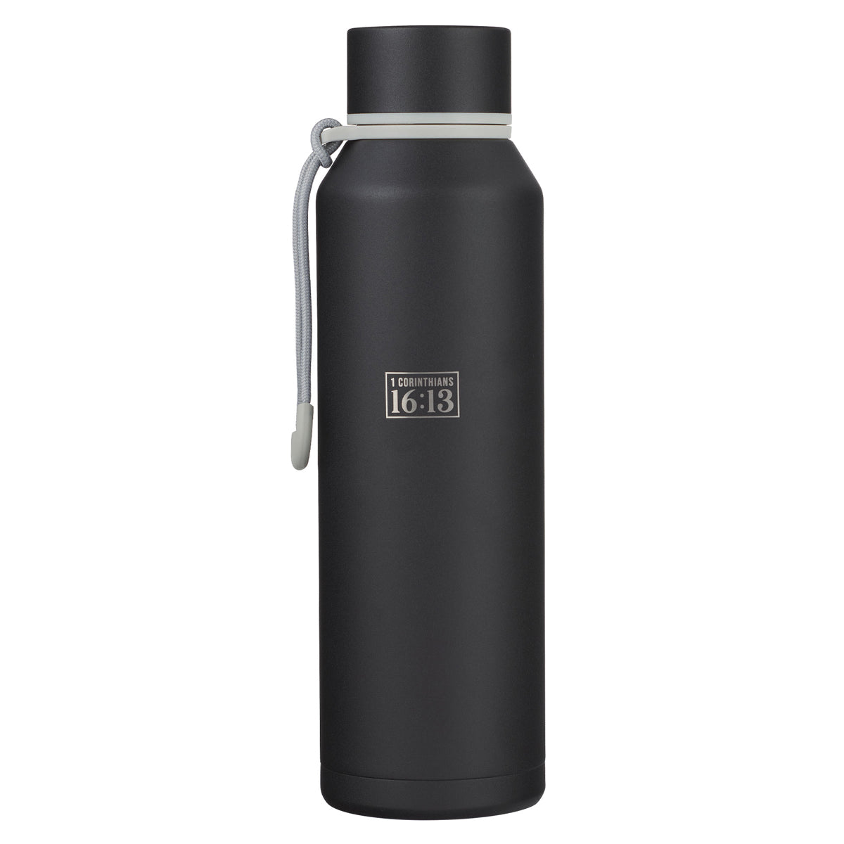 Water Bottle, Stainless SteelStand Firm, 1 Cor. 16:13, Black