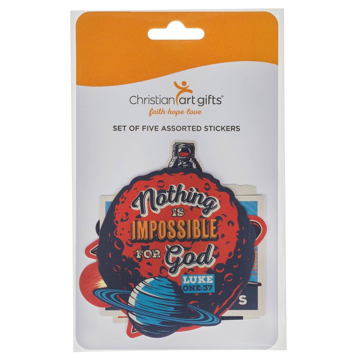 Stickers (Set of 5): Be Strong & Courageous, Joshua 1:9 (Be Brave, Space Collection)