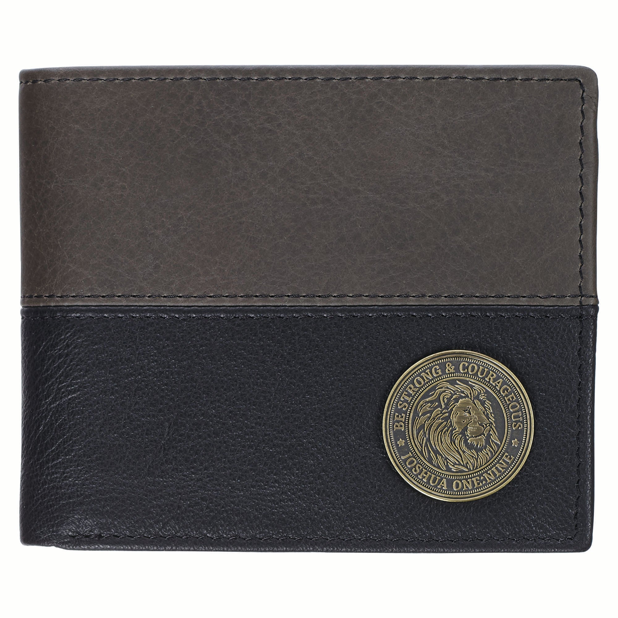 Wallet Leather: Be Strong (Josh. 1:9) Lion, Black, RFID blocking