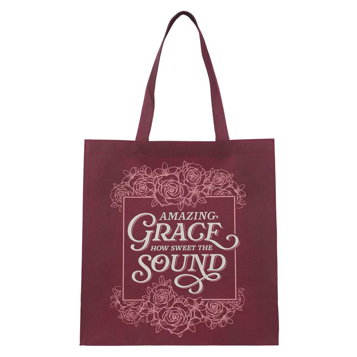 Reusable Tote Bag: Amazing Grace, Burgundy