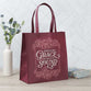Reusable Tote Bag: Amazing Grace, Burgundy