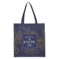 Reusable Tote Bag: Be Still (Psalm 46:10) Navy (Serene Roses Collection)