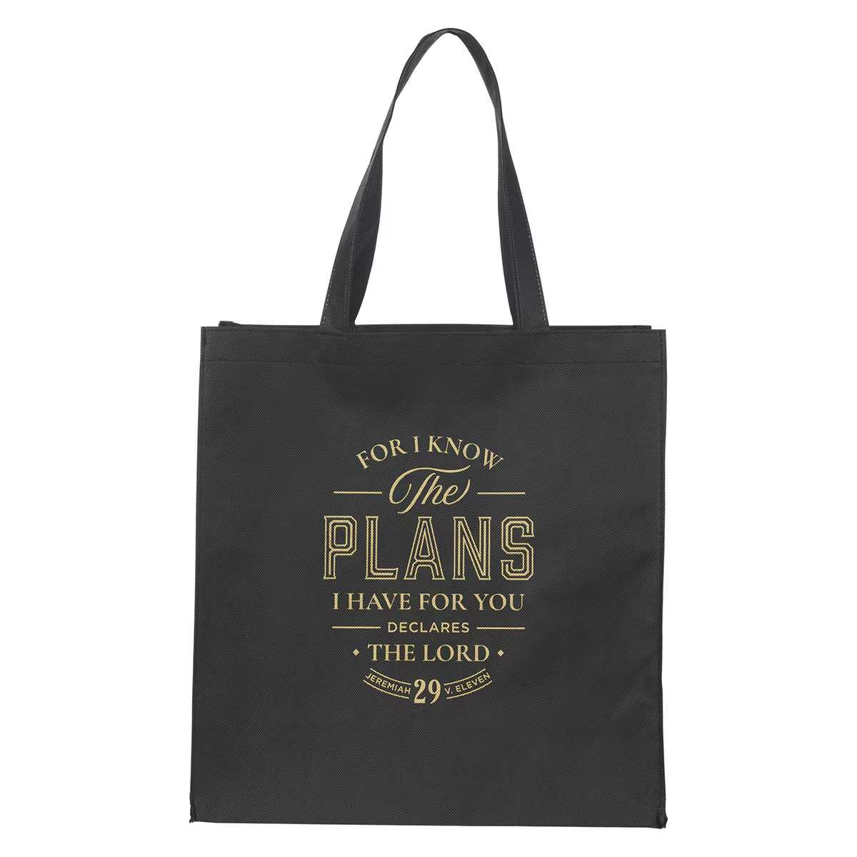 Reusable Tote Bag: For I Know the Plans (Jer. 29:11) Black (The Plans Charcoal Collection)