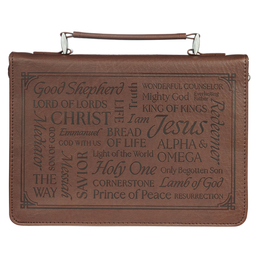Bible Cover Large: Names of Jesus (Isa. 9:6), Brown