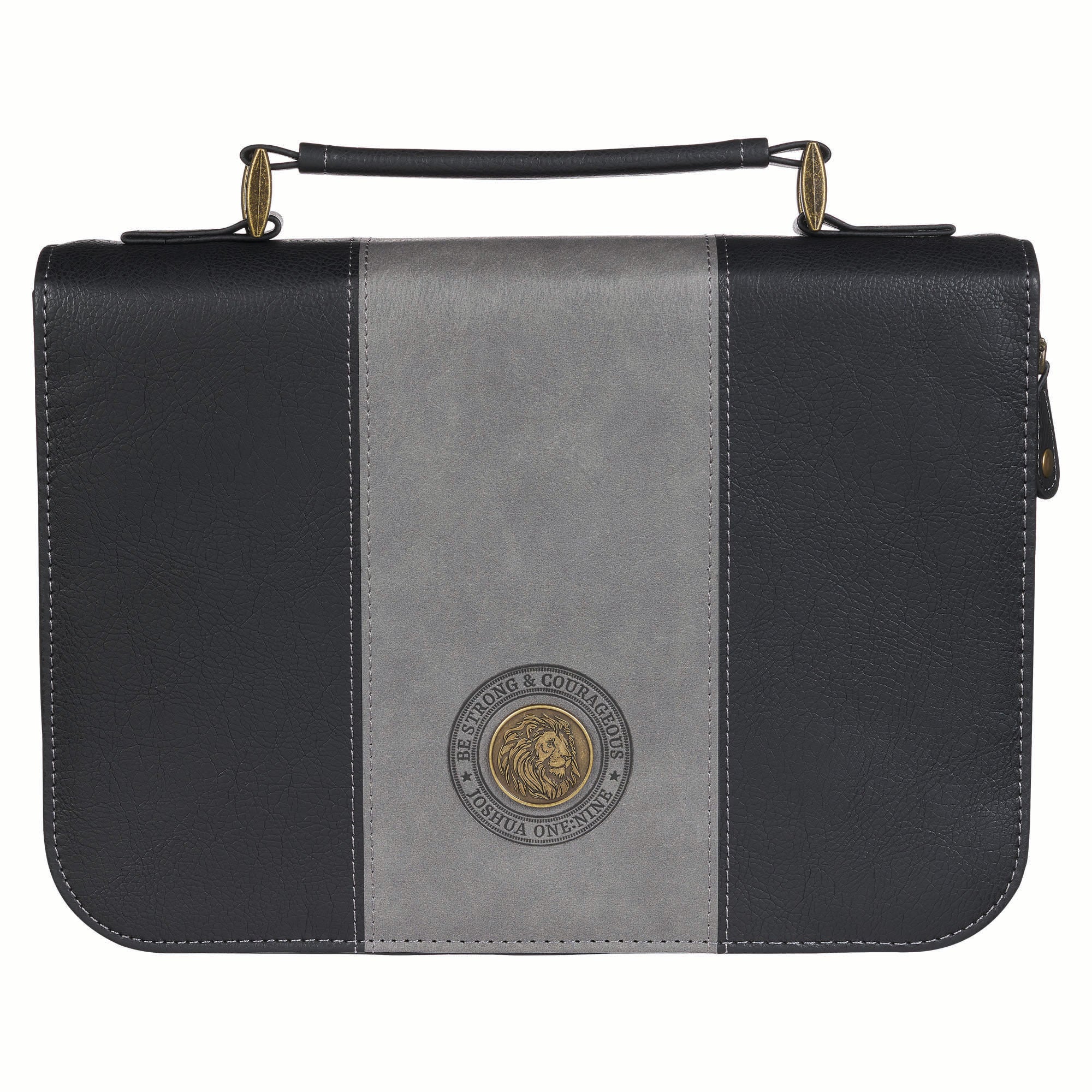 Bible Cover Medium: Be Strong (Josh. 1:9), Black/Gray